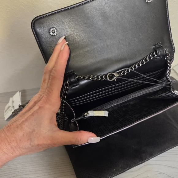 Kurt Geiger Gunmetal Metallic Crossbody/wallet NWT. With Eagle Head Change Pouch - Picture 7 of 12